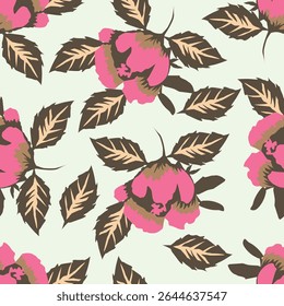 Padrão floral perfeito, impressão de flor bonito com botânica de primavera. Projeto bastante exigente: plantas selvagens desenhadas à mão: flores pequenas, folhas em um arranjo abstrato em um fundo claro. Ilustração vetorial