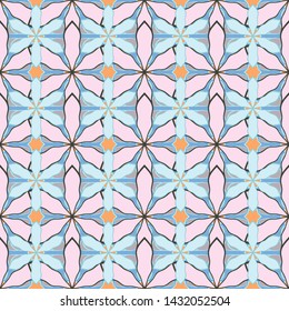 Seamless floral pattern in cute flowers in yellow, blue and gray colors. Vector illustration.