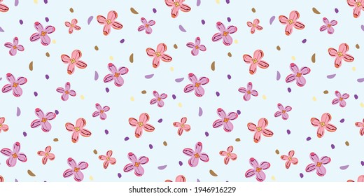 Patrón floral sin foco con flores adorables. Para papel textil, embalaje, embalaje. Patrón vectorial.
