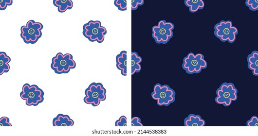 Seamless floral pattern with cute flowers ans leaves, colorful colors, vector elements