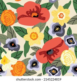 patrón floral sin fisuras con flores lindas, diseño vectorial para papel, tela y otras superficies
