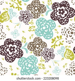 Seamless floral pattern with cute flowers on a white background