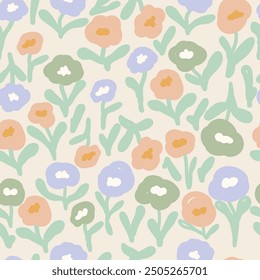Seamless floral pattern. cute flowers on light background. Vector illustration.