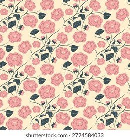 Patrón floral sin fisuras. Linda impresión femenina. Perfecto para textiles, papel de embalaje y cubiertas de libros. Ilustración vectorial.
