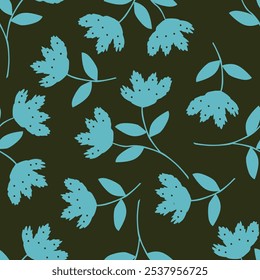 Seamless floral pattern, cute liberty ditsy print, abstract nature ornament. Pretty botanical wallpaper, textile design: small hand drawn flowers, tiny leaves, simple mini bouquets Vector illustration