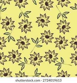 Padrão floral contínuo, impressão ditsy de liberdade bonito de mini botânica em um motivo romântico. Design botânico bem simples: pequenas flores desenhadas à mão, folhas minúsculas abstratas em campo de luz. Ilustração vetorial