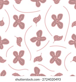 Seamless floral pattern, cute liberty ditsy print of mini botany in a romantic motif. Pretty simple botanical design: small hand drawn flowers, tiny leaves abstract on light field. Vector illustration