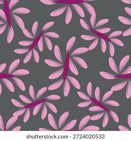 Padrão floral contínuo, impressão ditsy de liberdade bonito de mini botânica em um motivo romântico. Design botânico bem simples: pequenas flores desenhadas à mão, folhas minúsculas abstratas em campo de luz. Ilustração vetorial