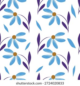 Padrão floral contínuo, impressão ditsy de liberdade bonito de mini botânica em um motivo romântico. Design botânico bem simples: pequenas flores desenhadas à mão, folhas minúsculas abstratas em campo de luz. Ilustração vetorial