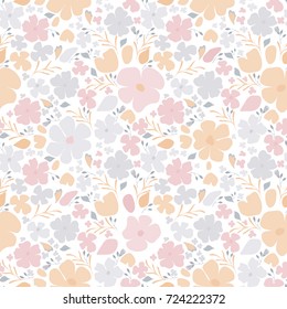 Seamless floral pattern. Cute little flowers background for design fabric, paper, wrapping, wallpaper. Delicate texture.