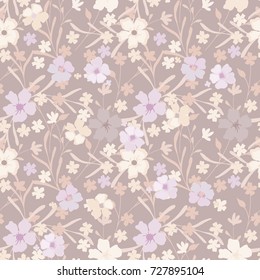 Seamless floral pattern. Cute little flowers background for design fabric, paper, wrapping, wallpaper. Delicate texture.