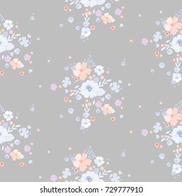 Seamless floral pattern. Cute little flowers background for design fabric, paper, wrapping, wallpaper. Delicate texture. 