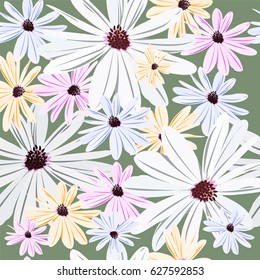 Seamless floral pattern with cute meadow flowers.Vintage floral background for textile, cover, wallpaper, gift packaging, printing.Romantic design for calico, silk, home textiles.