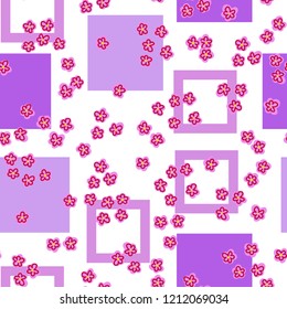 Seamless floral pattern. Cute pink flowers on a white background. Wrapping paper, print for textiles. Vector illustration.