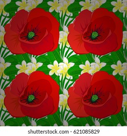 Seamless floral pattern in cute poppy flowers on a white background. Vector illustration.
