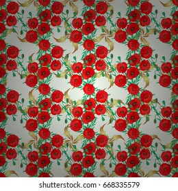 Seamless floral pattern in cute poppy flowers on a beige background. Vector illustration.