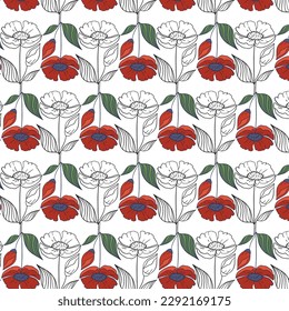Seamless floral pattern. Cute retro textures. Flowers and dots for fabric, paper, packaging design.