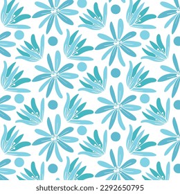 Seamless floral pattern. Cute retro textures. Flowers and dots for fabric, paper, packaging design.