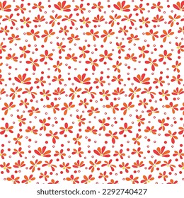 Seamless floral pattern. Cute retro textures. Flowers and dots for fabric, paper, packaging design.