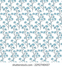 Patrón floral sin foco. Texturas retro. Flores y puntos para el diseño de tejidos, papel y embalajes.
