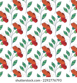 Patrón floral sin foco. Texturas retro. Flores y puntos para el diseño de tejidos, papel y embalajes.