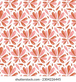 Seamless floral pattern. Cute retro textures. Flowers and dots for fabric, paper, packaging design.