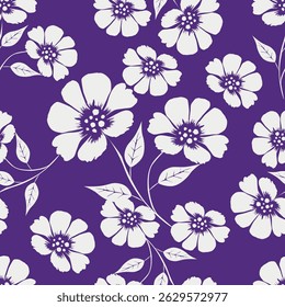Seamless floral pattern, cute romantic ditsy print. Liberty botanical design, pretty flower tile. Small hand drawn daisy flowers, tiny leaves, simple bouquets in pastel colors. Vector illustration.
