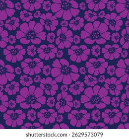 Seamless floral pattern, cute romantic ditsy print. Liberty botanical design, pretty flower tile. Small hand drawn daisy flowers, tiny leaves, simple bouquets in pastel colors. Vector illustration.
