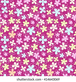 Seamless floral pattern with cute simple flowers. Vector illustration