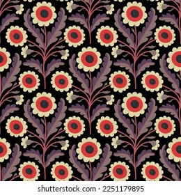 Patrón floral sin foco. Impresión textil de verano. Ilustración vectorial.