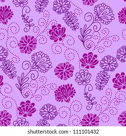 Seamless floral pattern with a cute violet flowers