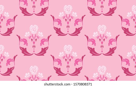 Seamless floral pattern with cute white rose flower.