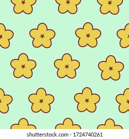 Seamless floral pattern. Cute yellow flowers on blue background. Perfect for fabric,textile, wrap. Vector, eps 10.