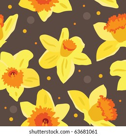 Seamless floral pattern with daffodils