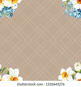 Nahtlose Blumenmuster mit Narzissen und vergessenen Nomen