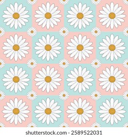 Seamless floral pattern with daisies and camomiles in a fresh, natural design