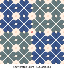 Seamless floral pattern with daisies and leaves