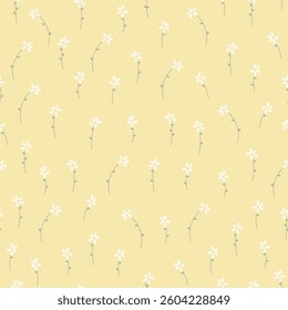 Seamless floral pattern with daisies on yellow background Vector
