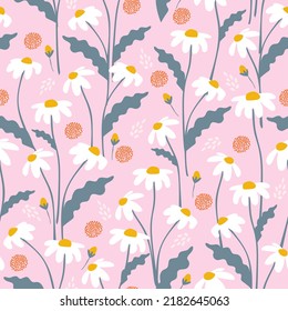 Patrón floral sin foco con margaritas. Fondo de marea vectorial para tela, envoltura, textil, papel pintado, ropa.