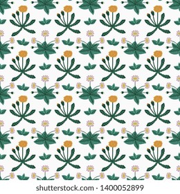 Seamless floral pattern with daisisies and dandelions