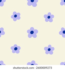 Seamless floral pattern. Daisy blossoms, cute flowers, endless summer background. Repeating texture design, print for textile, fabric, cloth, wallpaper and wrapping. Colored flat vector illustration