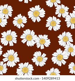 Seamless floral pattern with daisy or chamomile flowers.