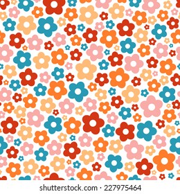 Seamless floral pattern with daisy flowers. Vector illustration EPS8 Endless texture can be used for fabric, prints, wallpaper, pattern fills, web page background, textures.