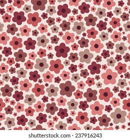 Seamless floral pattern with daisy flowers with trendy Marsala colors. Vector illustration EPS8 Endless texture can be used for fabric, prints, wallpaper, pattern fills, web page background, textures.