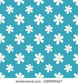 Seamless floral pattern with daisy flowers. Cute floral seamless vector pattern. Abstract ditsy floral seamless pattern.
