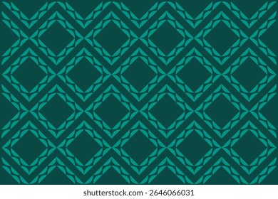 Patrón floral sin fisuras. Patrón de damasco sin costuras. Fondo de batik de estilo étnico indonesio simple con un patrón de diamante floral verde azulado tonal. Diseño de fondo floral