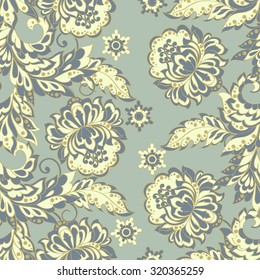 Seamless floral pattern in Damask style. Vintage vector illustration.