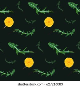 Seamless floral pattern. Dandelion elements background. Plant texture for design