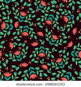 Seamless floral pattern with dark background