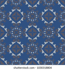 Seamless floral pattern. Dark blue background with flower designs for wallpapers, textile and fabrics